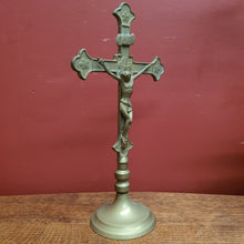 Load image into Gallery viewer, x SOLD Antique Brass Crucifix, Cross, Jesus on the Cross, Home Worship or Devotion. B11603
