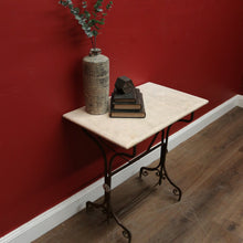 Load image into Gallery viewer, x SOLD Antique Wrought Iron and Marble Top French Outdoor Garden Table, potting Table. B11629