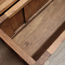 Load image into Gallery viewer, x SOLD Antique French Oak Trunk, Coffee Table, Toy Chest, Hand-forged banding, Lock and Key. B11430