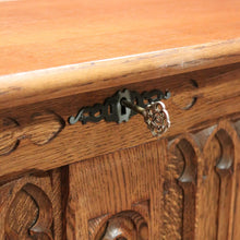 Load image into Gallery viewer, x SOLD French Church Inspired Carved Panel Blanket Box or Toy or Shoe Box with a Key. B11897
