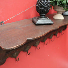 Load image into Gallery viewer, x SOLD Vintage French Oak Coat Rack With Seven Brass Hooks, Scarf, Hat Rack. B11883