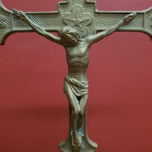 Load image into Gallery viewer, x SOLD Antique Brass Crucifix, Cross, Jesus on the Cross, Home Worship or Devotion. B11603