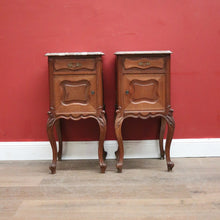 Load image into Gallery viewer, x SOLD Antique Bedside Cabinets or Lamp Tables, French Antique circa 1890, Marble Tops. B11676