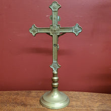 Load image into Gallery viewer, x SOLD Antique Brass Crucifix, Cross, Jesus on the Cross, Home Worship or Devotion. B11603