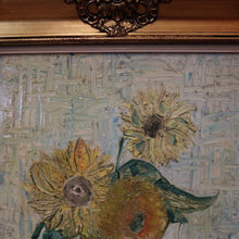 Load image into Gallery viewer, Framed Oil on Canvas, Sunflowers in a Vase, in the Style of Van Gogh, Gold Frame. B11685