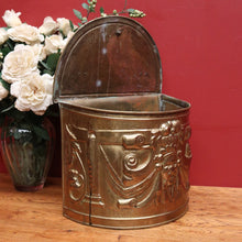Load image into Gallery viewer, x SOLD Antique French Brass Coal Scuttle, with Acorn Handles, Now Shoe Storage Box. B11720