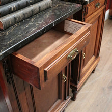 Load image into Gallery viewer, x SOLD Pair of Antique French Bedsides, Black Marble Top Lamp Tables. B11524