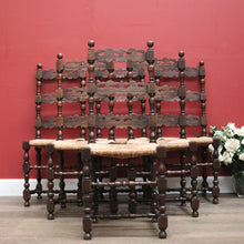 Load image into Gallery viewer, Set of 6 Dining Chairs or Kitchen Chairs, French Oak, Antique circa 1910, Rush Seats. B11782
