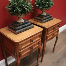 Load image into Gallery viewer, x SOLD Pair of Vintage French Bedside Cabinets or Two-drawer Lamp or Side Tables. B11826