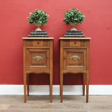Load image into Gallery viewer, x SOLD Pair of Antique French Lamp Tables, Oak top Bedside Cabinets or Tables. B11380