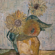 Load image into Gallery viewer, Framed Oil on Canvas, Sunflowers in a Vase, in the Style of Van Gogh, Gold Frame. B11685