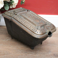 Load image into Gallery viewer, x SOLD Antique French Brass and Cast Iron Coal Scuttle, kindling or coal Box Storage. B11650