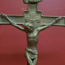 Load image into Gallery viewer, x SOLD Antique Brass Crucifix, Cross, Jesus on the Cross, Home Worship or Devotion. B11603