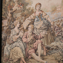 Load image into Gallery viewer, x SOLD Vintage Frame French Period Scene Wall Hanging Tapestry Fishing, Romance, Lovers. B11321