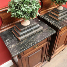 Load image into Gallery viewer, x SOLD Pair of Antique French Bedsides, Black Marble Top Lamp Tables. B11524