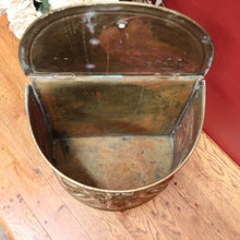 Load image into Gallery viewer, x SOLD Antique French Brass Coal Scuttle, with Acorn Handles, Now Shoe Storage Box. B11720