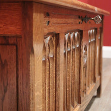 Load image into Gallery viewer, x SOLD French Church Inspired Carved Panel Blanket Box or Toy or Shoe Box with a Key. B11897