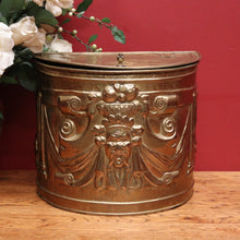 Load image into Gallery viewer, x SOLD Antique French Brass Coal Scuttle, with Acorn Handles, Now Shoe Storage Box. B11720