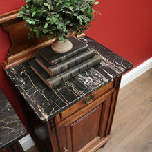 Load image into Gallery viewer, x SOLD Pair of Antique French Bedsides, Black Marble Top Lamp Tables. B11524