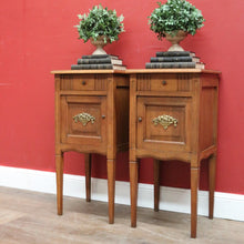 Load image into Gallery viewer, x SOLD Pair of Antique French Lamp Tables, Oak top Bedside Cabinets or Tables. B11380