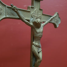 Load image into Gallery viewer, x SOLD Antique Brass Crucifix, Cross, Jesus on the Cross, Home Worship or Devotion. B11603