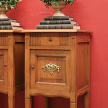 Load image into Gallery viewer, x SOLD Pair of Antique French Lamp Tables, Oak top Bedside Cabinets or Tables. B11380