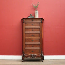 Load image into Gallery viewer, x SOLD Antique French Walnut Brass and Marble Lingerie Chest, 7 Drawer Chest of Drawers, B11545