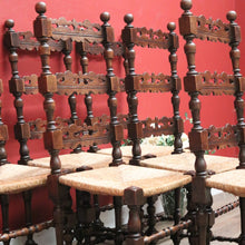 Load image into Gallery viewer, x SOLD Set of 6 Dining Chairs or Kitchen Chairs, French Oak, Antique circa 1910, Rush Seats. B11782