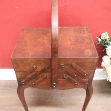 Load image into Gallery viewer, x SOLD Vintage French Sewing Caddy, with Handle and a 5 Section Scissor Lift Opening. B11875