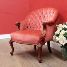 Load image into Gallery viewer, Antique Australian Cedar Button Back Armchair, Library Chair with Carved Frame. B13140