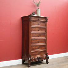 Load image into Gallery viewer, x SOLD Antique French Walnut Brass and Marble Lingerie Chest, 7 Drawer Chest of Drawers, B11545