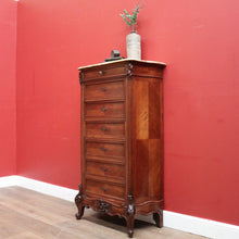 Load image into Gallery viewer, x SOLD Antique French Walnut Brass and Marble Lingerie Chest, 7 Drawer Chest of Drawers, B11545