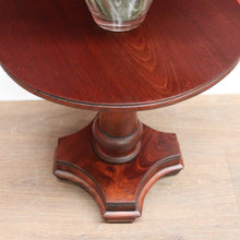 Load image into Gallery viewer, x SOLD Antique Australian Cedar Wine Table or Side, Lamp Table with a Tapered Pedestal. B11980