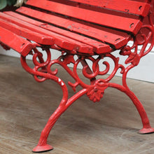 Load image into Gallery viewer, x SOLD Antique Victorian Child's Cast Iron and Timber Garden Seat, Hand-painted Red. B11544