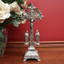 Load image into Gallery viewer, x SOLD Antique French Crucifix, Silver Plate Home Worship Christ on Cross, Jesus Figural. Religion. B11532