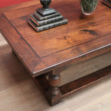 Load image into Gallery viewer, x SOLD Vintage French Oak Coffee Table, Low Line Table with Ebony Inlay, Stretcher Base. B11390