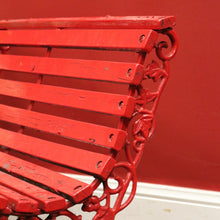 Load image into Gallery viewer, x SOLD Antique Victorian Child's Cast Iron and Timber Garden Seat, Hand-painted Red. B11544