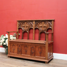 Load image into Gallery viewer, x SOLD Antique French Oak Hall Seat, Lift Lid Blanket Box Hall Chair Bench or Settee. B11906