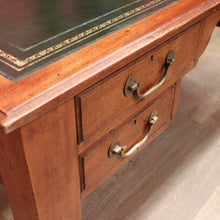 Load image into Gallery viewer, x SOLD Antique English Mahogany Office Desk, Four Drawer Leather Top, Brass Handle Desk. B11985