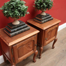 Load image into Gallery viewer, x SOLD Pair of French Lamp Tables or Bedside Tables with Cupboard Storage, French Oak. B11966