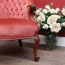 Load image into Gallery viewer, Antique Australian Cedar Button Back Armchair, Library Chair with Carved Frame. B13140
