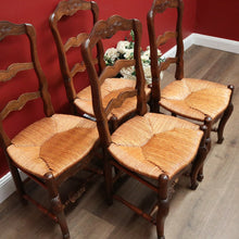 Load image into Gallery viewer, x SOLD Set of 4 Antique French Walnut and Rush Seat Dining or Kitchen Chairs. B11813