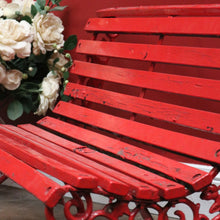 Load image into Gallery viewer, x SOLD Antique Victorian Child's Cast Iron and Timber Garden Seat, Hand-painted Red. B11544