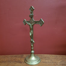 Load image into Gallery viewer, x SOLD Antique Brass Crucifix, Cross, Jesus on the Cross, Home Worship or Devotion. B11611