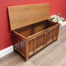 Load image into Gallery viewer, x SOLD French Church Inspired Carved Panel Blanket Box or Toy or Shoe Box with a Key. B11897