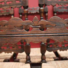 Load image into Gallery viewer, x SOLD Set of 6 Dining Chairs or Kitchen Chairs, French Oak, Antique circa 1910, Rush Seats. B11782