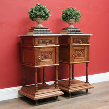Load image into Gallery viewer, x SOLD Antique French Oak and Marble Bedside Cabinets or Lamp Cupboard, Side Tables. B11923