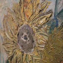Load image into Gallery viewer, Framed Oil on Canvas, Sunflowers in a Vase, in the Style of Van Gogh, Gold Frame. B11685
