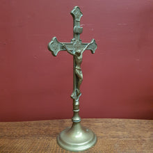 Load image into Gallery viewer, x SOLD Antique Brass Crucifix, Cross, Jesus on the Cross, Home Worship or Devotion. B11611