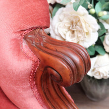 Load image into Gallery viewer, Antique Australian Cedar Button Back Armchair, Library Chair with Carved Frame. B13140